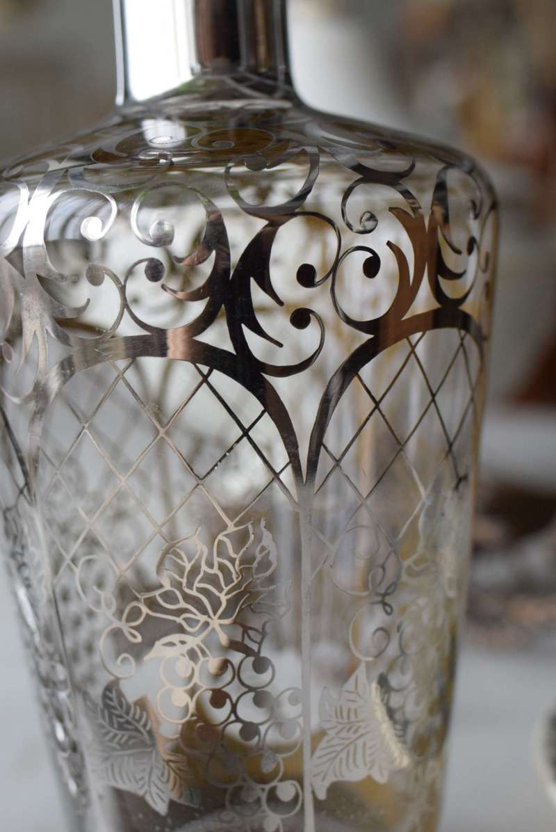 フランスアンティークガラスボトル19/古道具ヴィンテージ花瓶フラワー