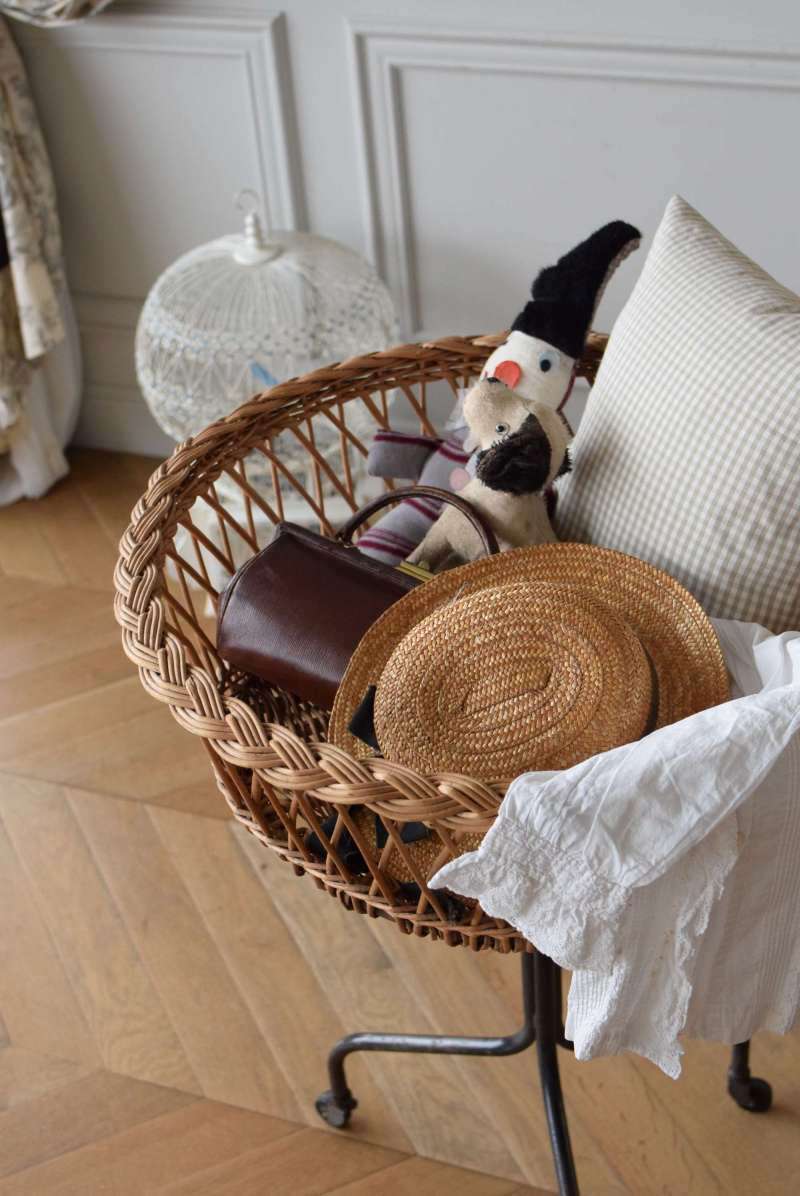 フランスヴィンテージ家具 バスケットスタンド スタンド付き